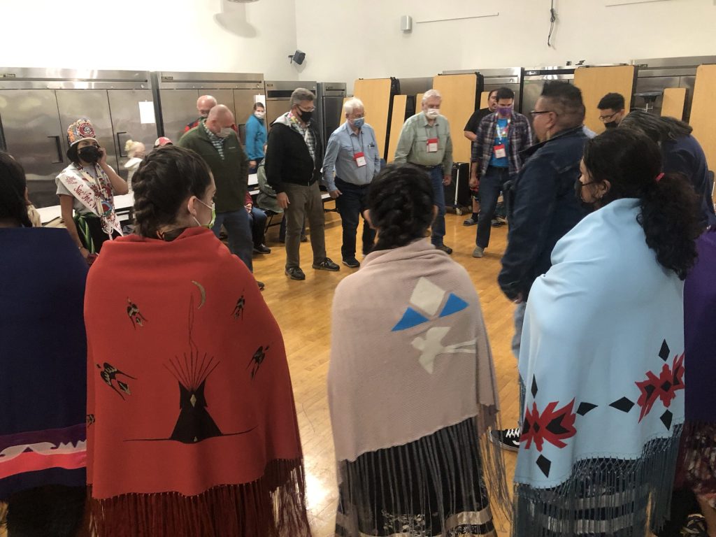 Arkansas United Methodists learning Native dance during Immersion at the Sovereign Community School
